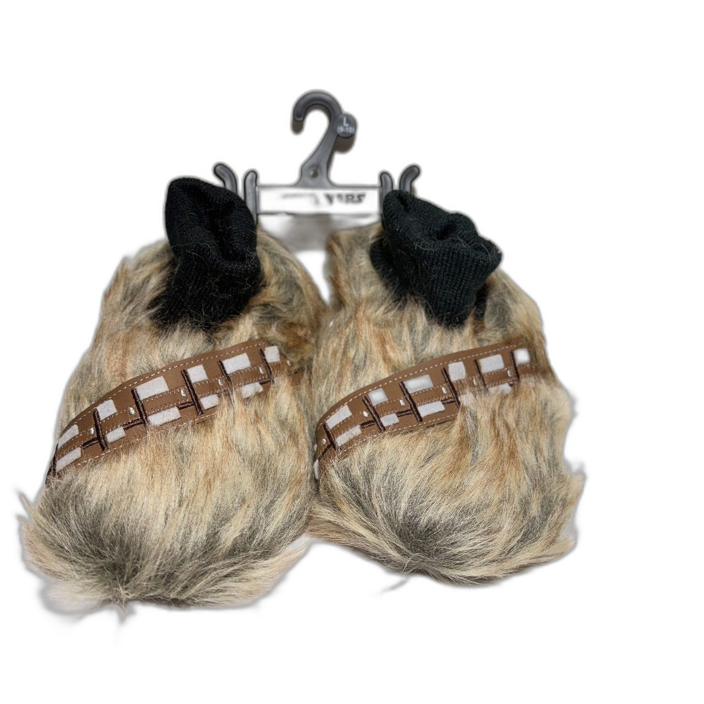 NWT Disney Star Wars Chewbacca Brown Kids Size L 9-10 Toddler Slip-On Slippers